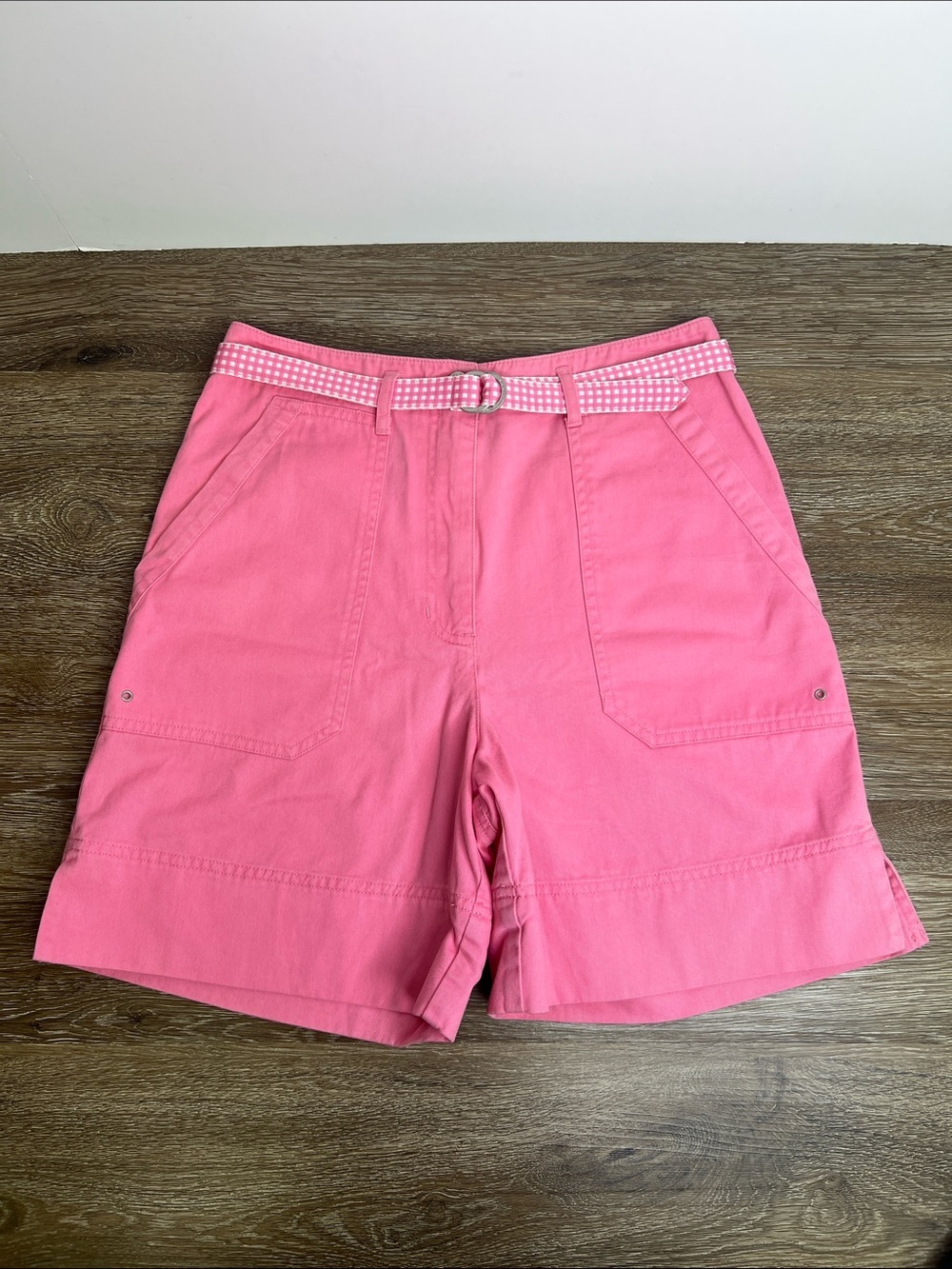 Lauren Ralph Lauren Pink Cotton Utility Shorts with Gingham Belt Women’s Size 4